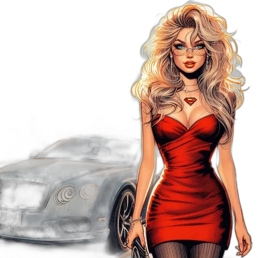 dress, car, comic book art, concept art transparent PNG cut-out