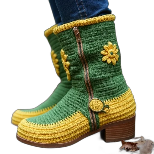 shoes, photorealistic, green, yellow transparent PNG cut-out