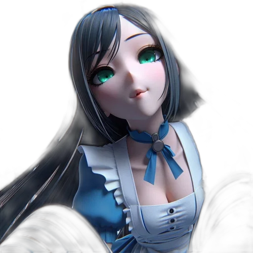 robot, staff, 3d render, anime transparent PNG cut-out