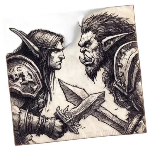 sword, fantasy art, concept art, pencil sketch transparent PNG cut-out
