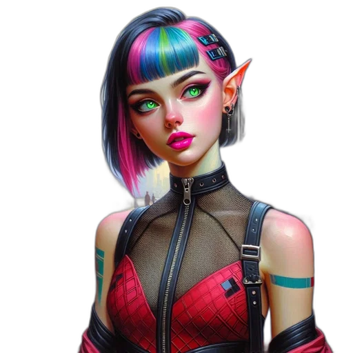 face, cyberpunk, fantasy art, concept art transparent PNG cut-out