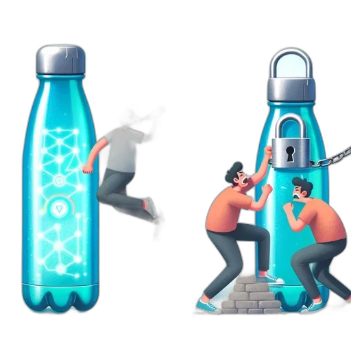 bottle, concept art, 3d render, cyberpunk transparent PNG cut-out