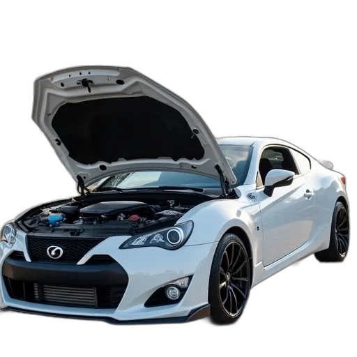 car, 3d render, white, hood transparent PNG cut-out