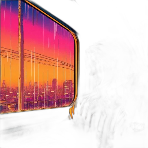 umbrella, car, jacket, vaporwave transparent PNG cut-out