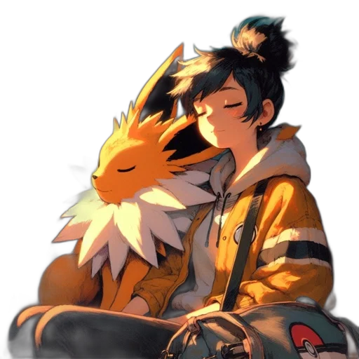 mask, dragon, jacket, staff transparent PNG cut-out