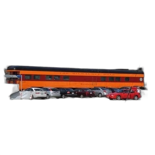 3d render, orange, train, words transparent PNG cut-out