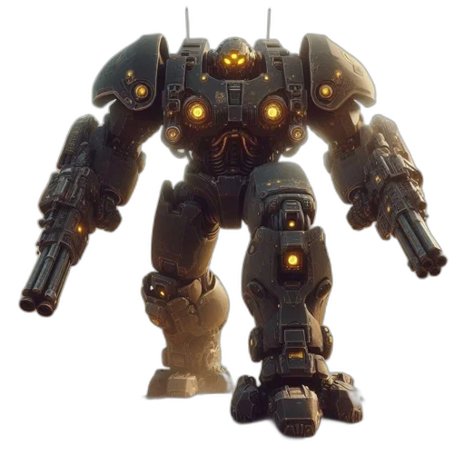 robot, weapon, concept art, 3d render transparent PNG cut-out