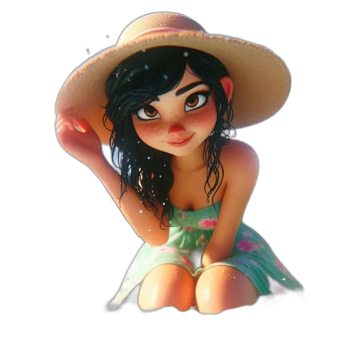 hat, dress, jewelry, 3d render transparent PNG cut-out