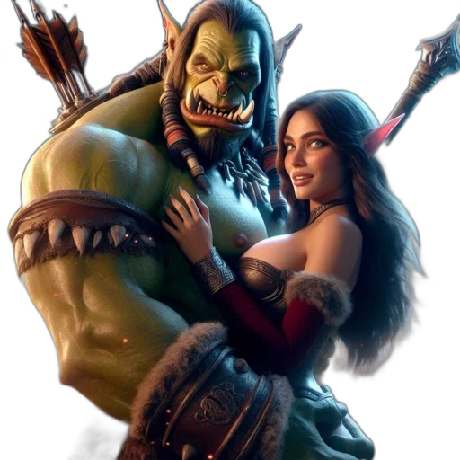 fantasy art, concept art, comic book art, orc transparent PNG cut-out