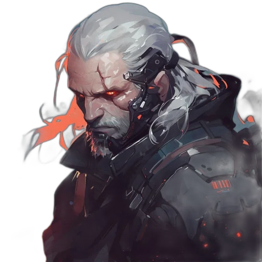 face, jacket, weapon, staff transparent PNG cut-out