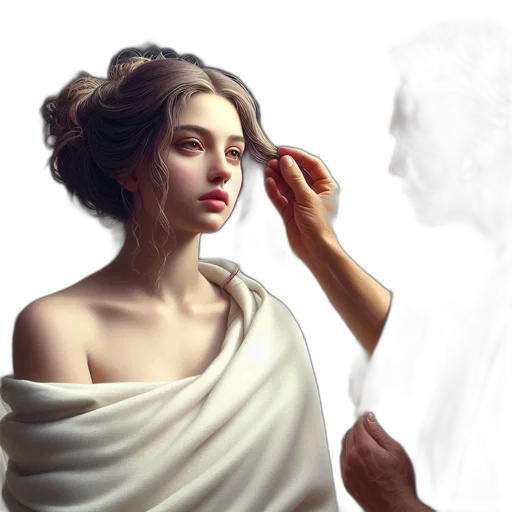 face, dress, jewelry, photorealistic transparent PNG cut-out