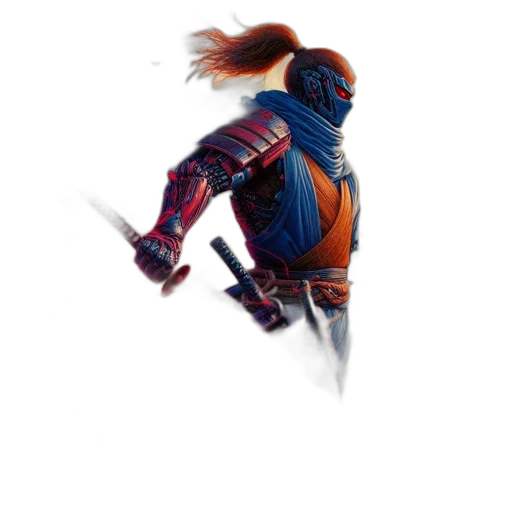 sword, weapon, jacket, mask transparent PNG cut-out