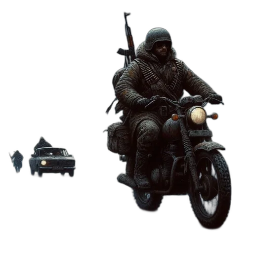 weapon, jacket, car, concept art transparent PNG cut-out
