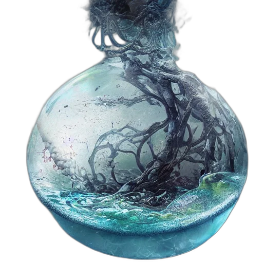 bottle, dragon, tree, creature transparent PNG cut-out