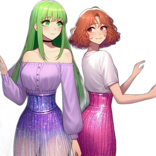 dress, pixel art, anime, vaporwave transparent PNG cut-out