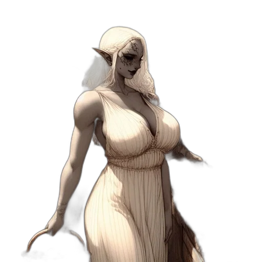 dress, creature, mask, staff transparent PNG cut-out