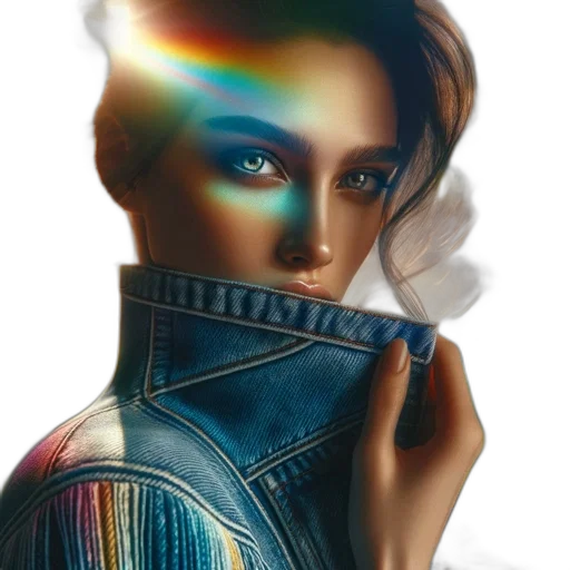 jacket, face, hair, photorealistic transparent PNG cut-out
