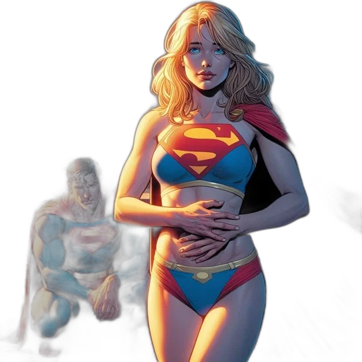 comic book art, concept art, superman, supergirl transparent PNG cut-out