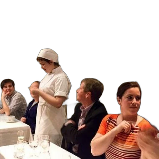 staff, food, hat, group transparent PNG cut-out