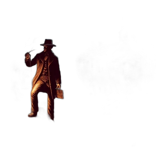 jacket, hat, staff, weapon transparent PNG cut-out