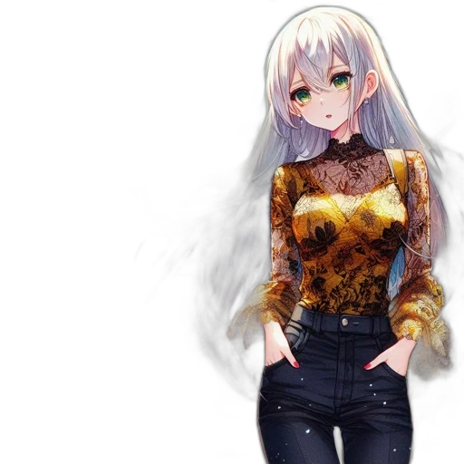 dress, jacket, dragon, hair transparent PNG cut-out