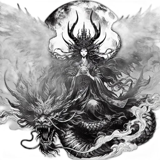dragon, creature, staff, fantasy art transparent PNG cut-out