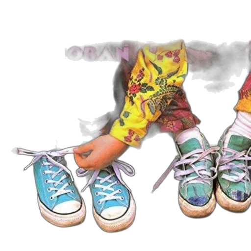 shoes, vaporwave, 3d render, watercolor transparent PNG cut-out