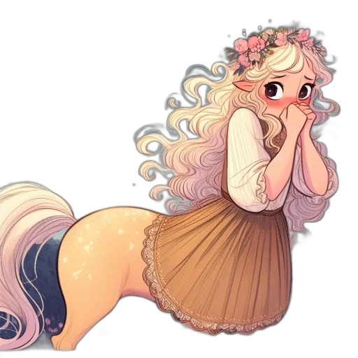 dress, creature, crown, staff transparent PNG cut-out