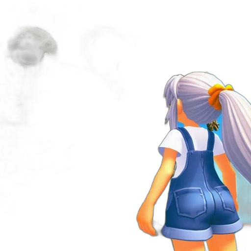 dress, hair, staff, robot transparent PNG cut-out