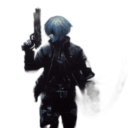 weapon, jacket, staff, robot transparent PNG cut-out