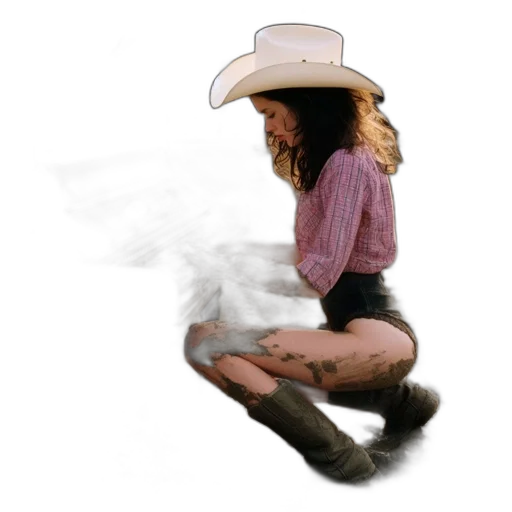 hat, hair, jacket, photorealistic transparent PNG cut-out