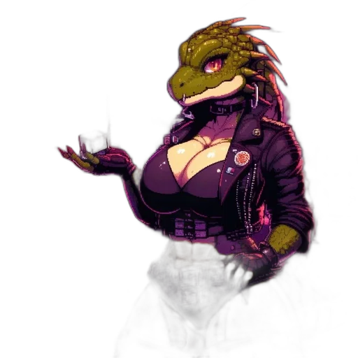 dragon, creature, jacket, staff transparent PNG cut-out
