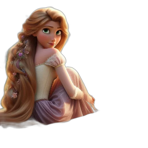 dress, hair, fantasy art, 3d render transparent PNG cut-out