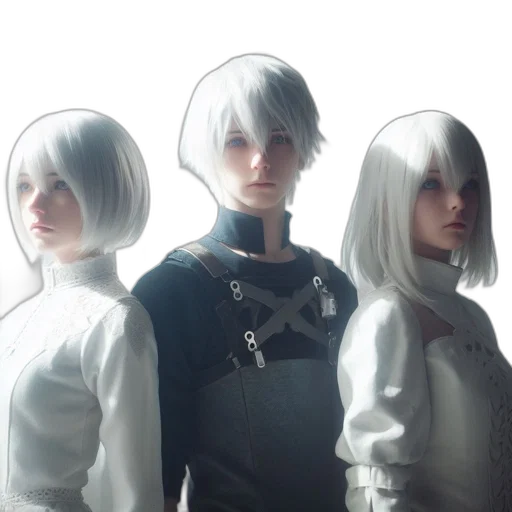 jacket, hair, staff, robot transparent PNG cut-out