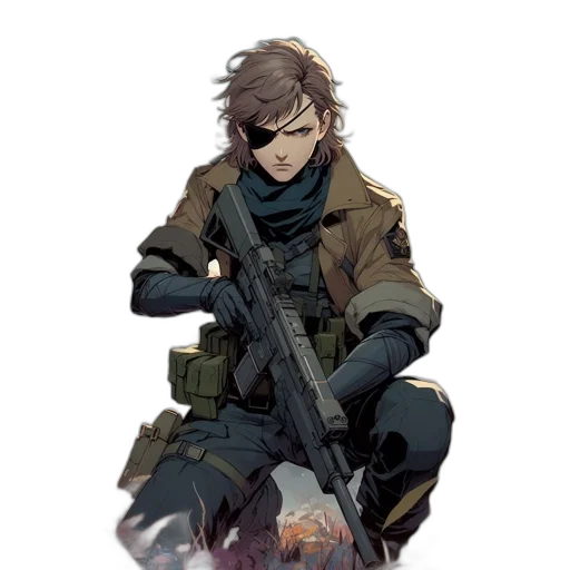 weapon, jacket, staff, concept art transparent PNG cut-out