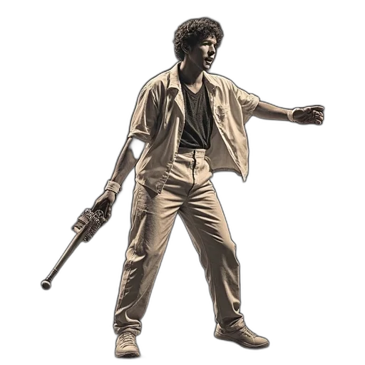 jacket, weapon, staff, concept art transparent PNG cut-out