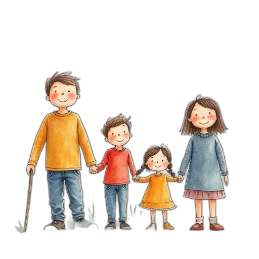 watercolor, child, drawing, family transparent PNG cut-out