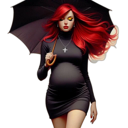 umbrella, dress, fantasy art, concept art transparent PNG cut-out