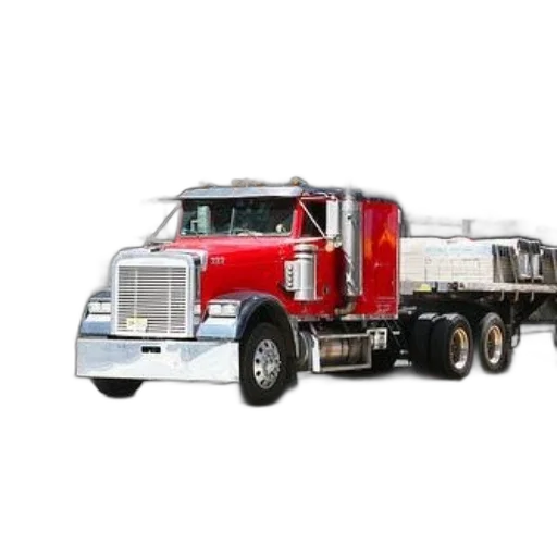 photorealistic, red, semi-truck, driving transparent PNG cut-out