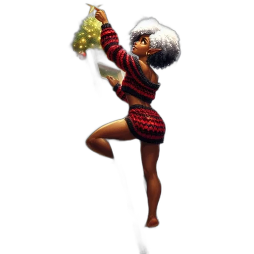 dress, staff, flower, hair transparent PNG cut-out