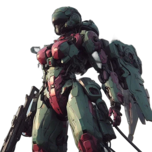 robot, weapon, concept art, 3d render transparent PNG cut-out
