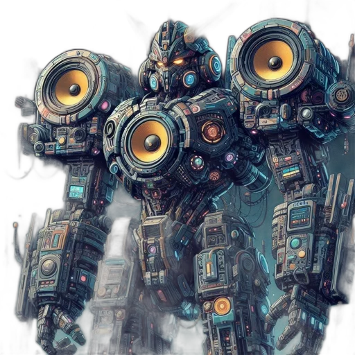 robot, weapon, concept art, cyberpunk transparent PNG cut-out