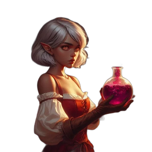 bottle, dress, staff, flower transparent PNG cut-out