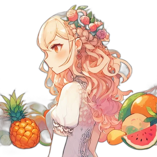 dress, crown, flower, staff transparent PNG cut-out