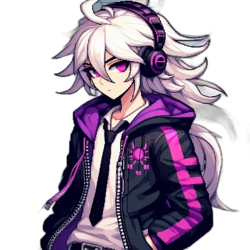 jacket, staff, weapon, hair transparent PNG cut-out