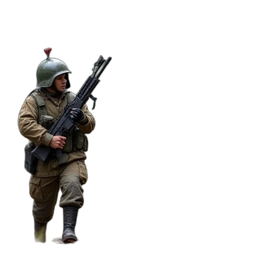 weapon, jacket, hat, staff transparent PNG cut-out
