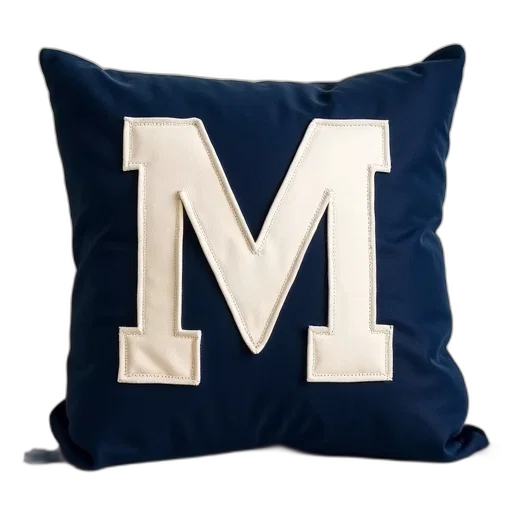navy, pillow, letter, white transparent PNG cut-out