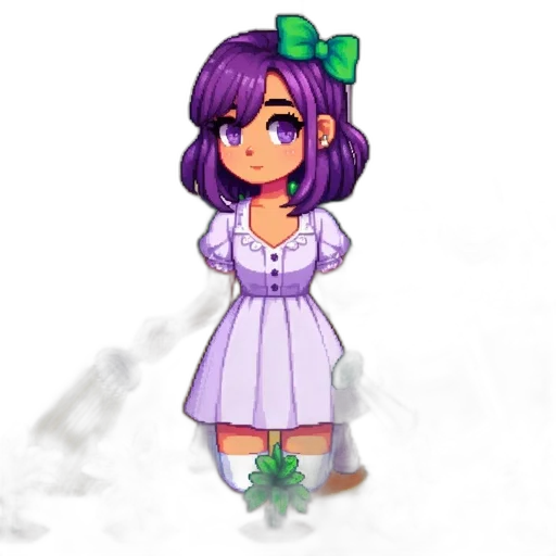 dress, staff, flower, pixel art transparent PNG cut-out