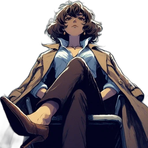 jacket, staff, face, comic book art transparent PNG cut-out