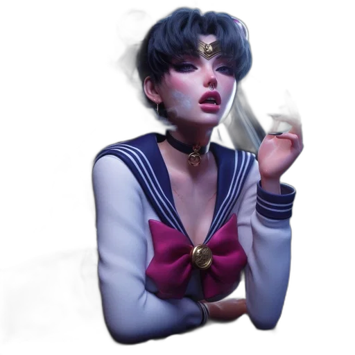 jacket, face, staff, vaporwave transparent PNG cut-out